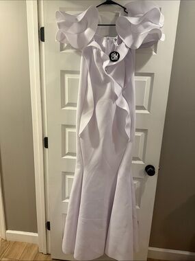 White Ruffled Off-Shoulder Women’s Mermaid Dress
